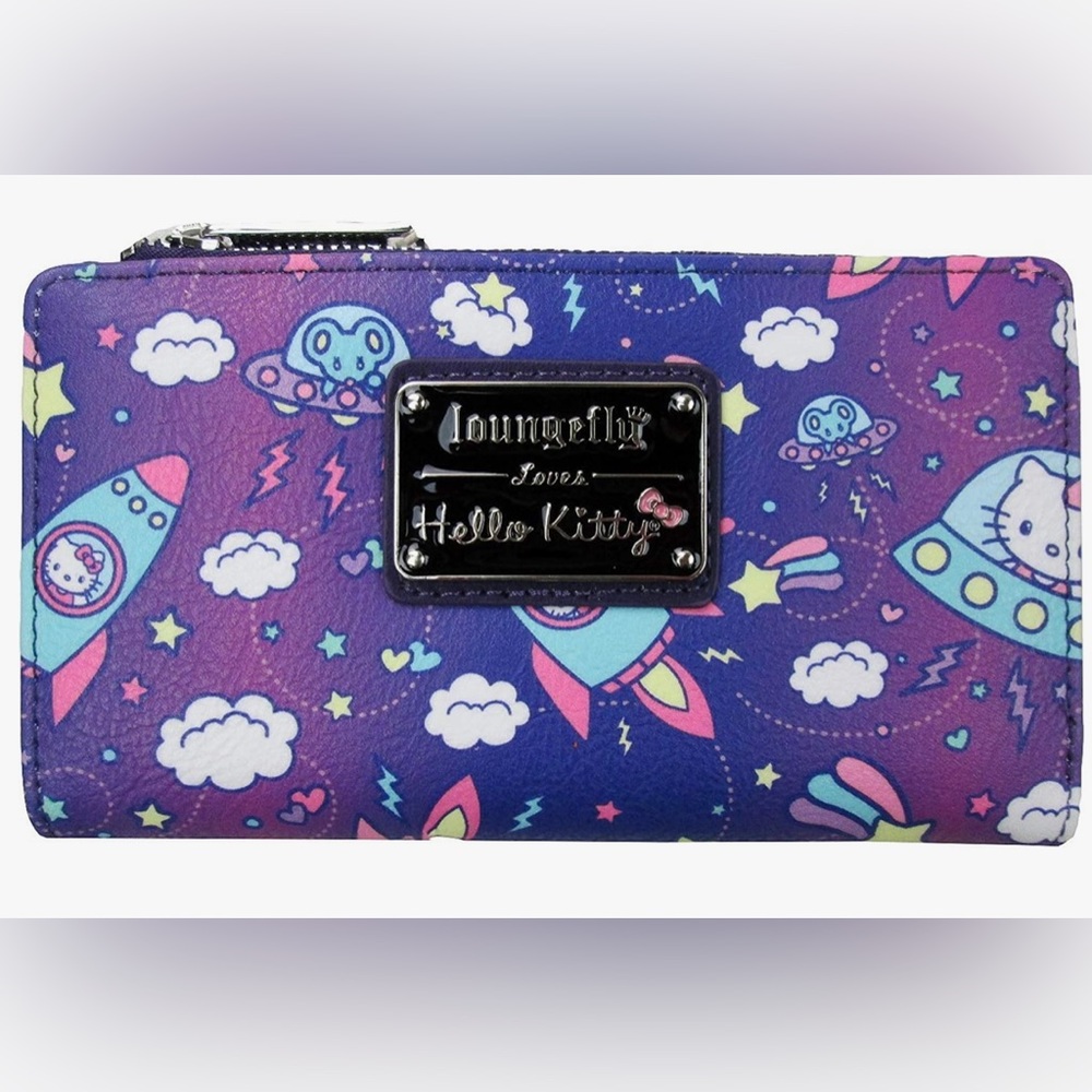 Relist of - Loungefly x Hello Kitty Spaceship Allover-Print Flap Wallet NWT